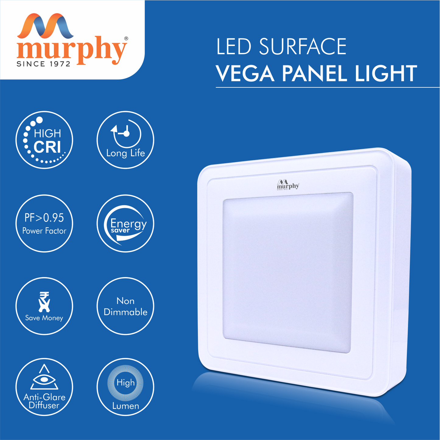 Murphy 10W Vega Square Surface Panel Light