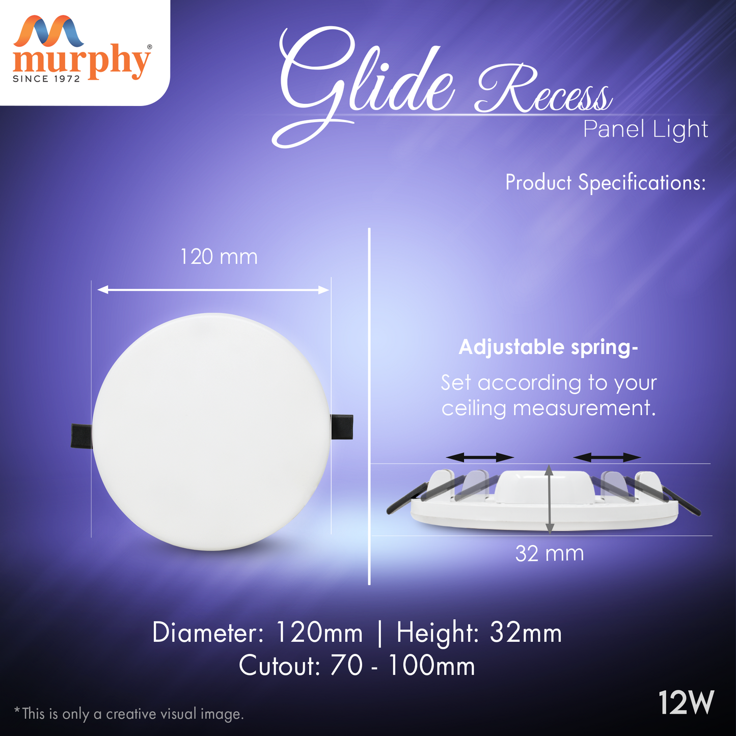 Murphy 12W Glide Round Recess Slider Panel Light