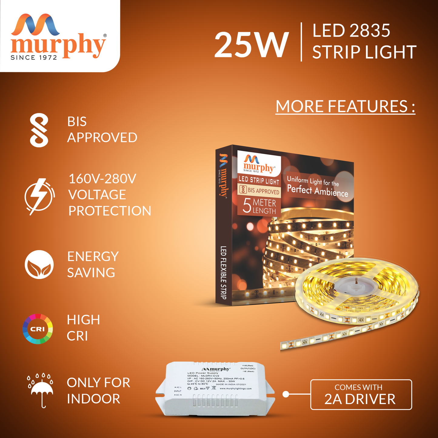 LED STRIP LIGHT 60 LED/Mtr. WITH DRIVER