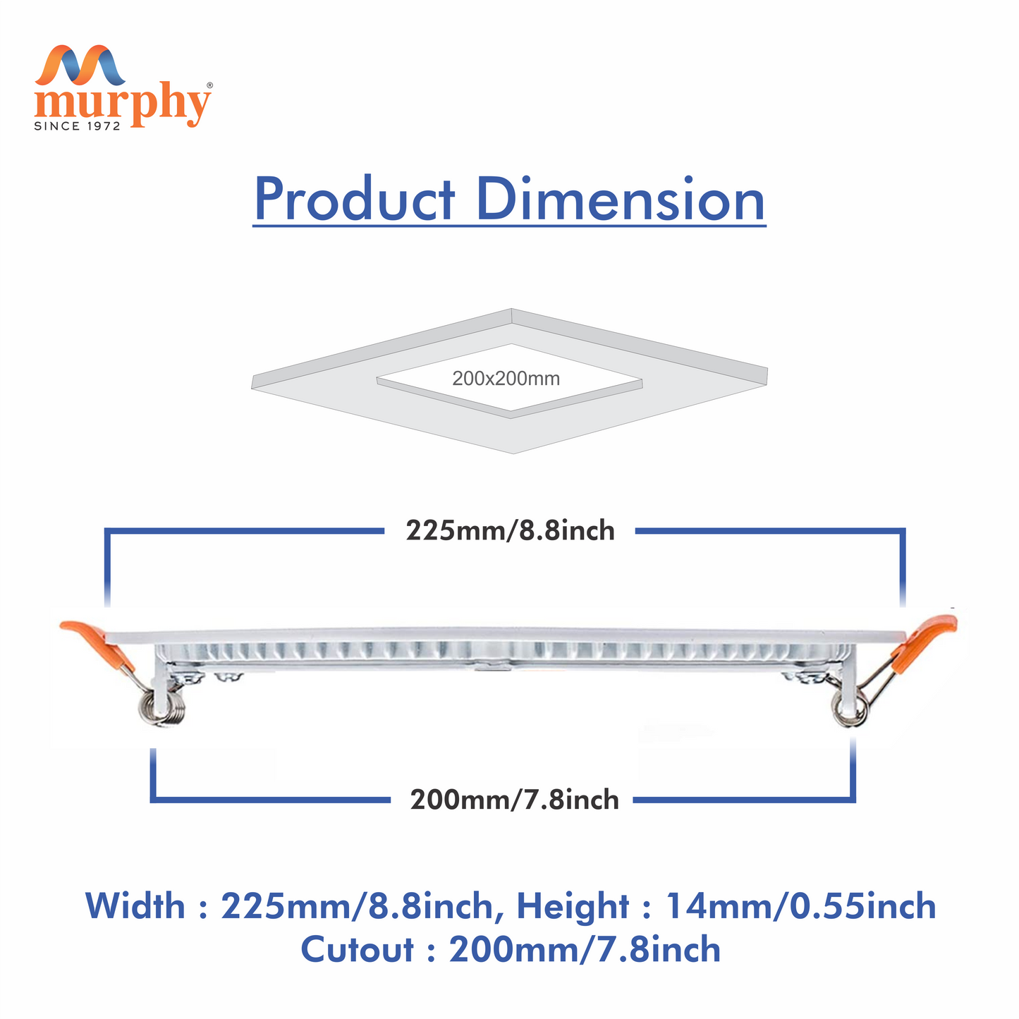 Murphy 22W Slim Square Recess Panel Light