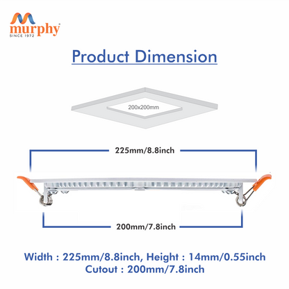 Murphy 22W Slim Square Recess Panel Light
