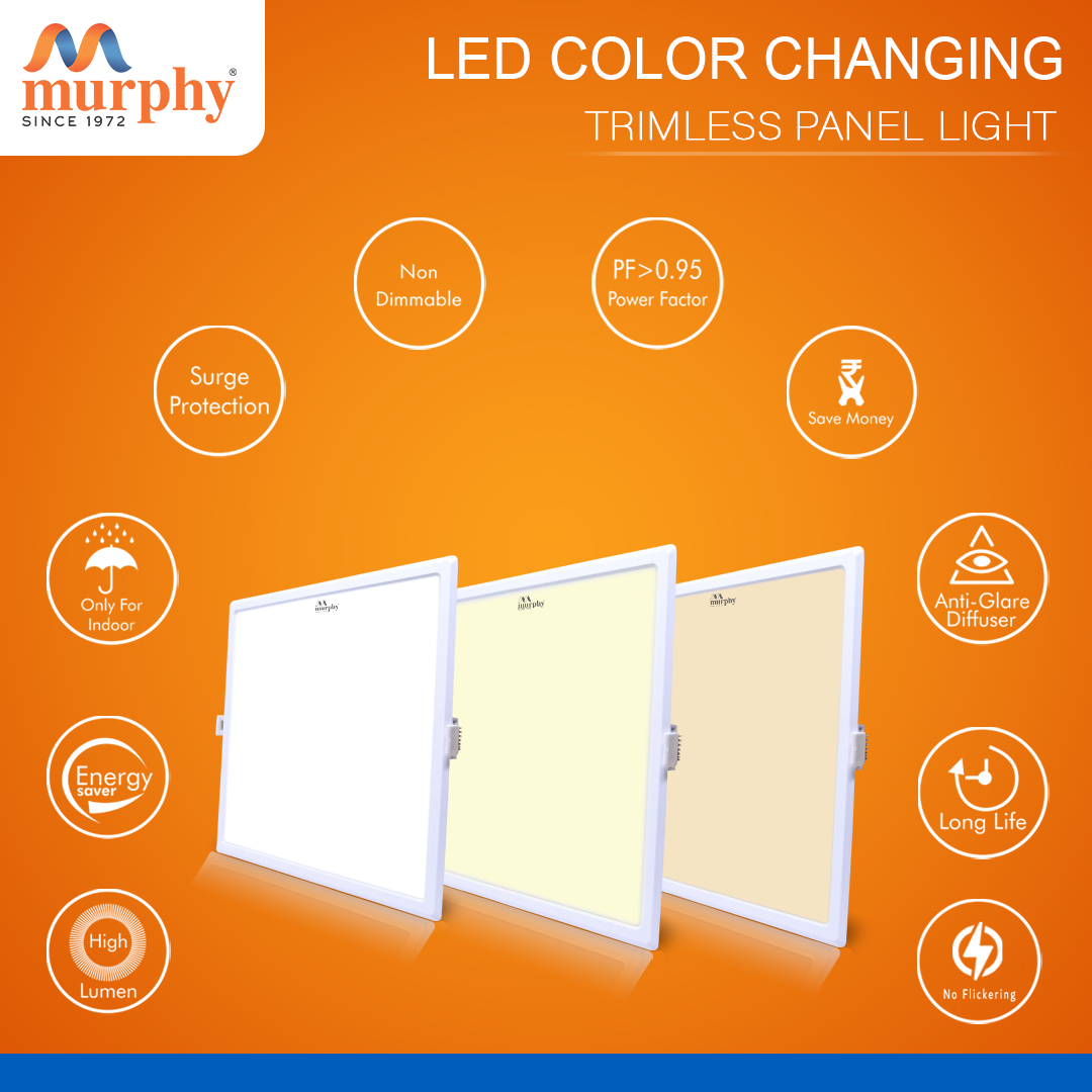 Murphy 10W Trimless 3 Color Changing Square Recess Panel Light