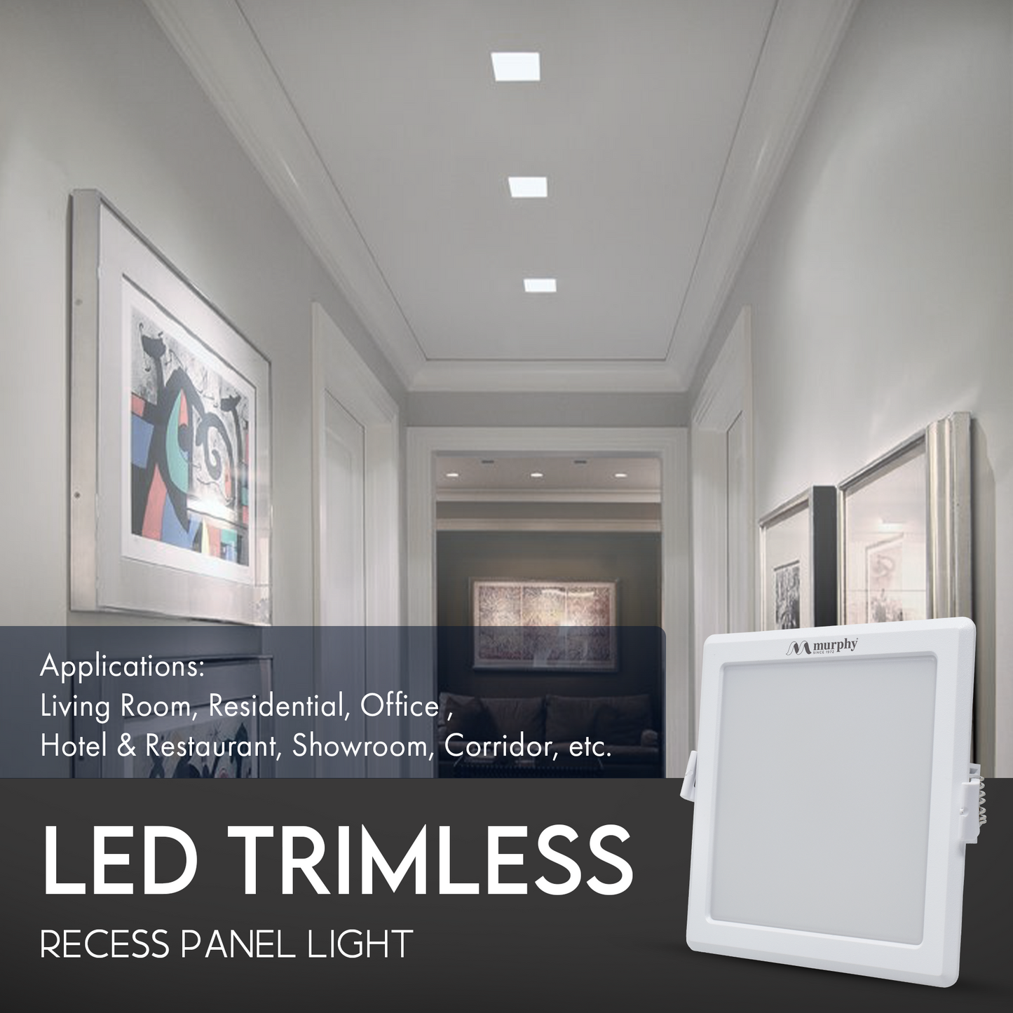 Murphy 10W Trimless Square Recess Panel Light