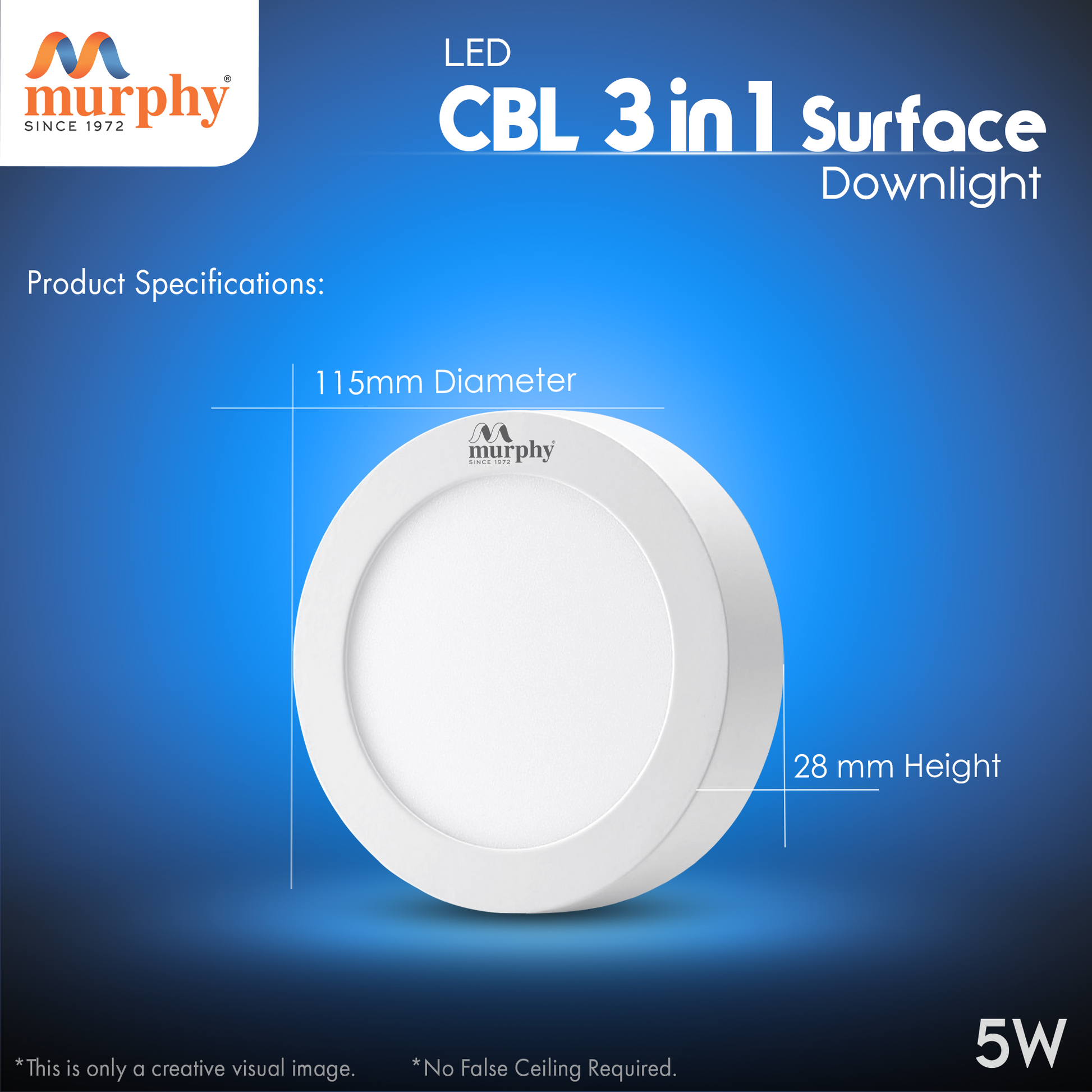 5W CBL Murphy 3 IN 1 Round Surface LED Down Light C G P