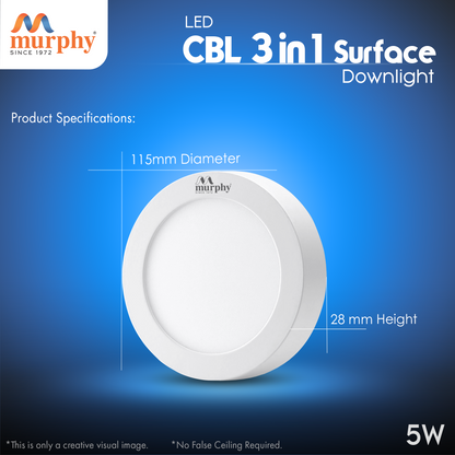 5W CBL Murphy 3-IN-1 Round Surface LED Down Light : R/B/P