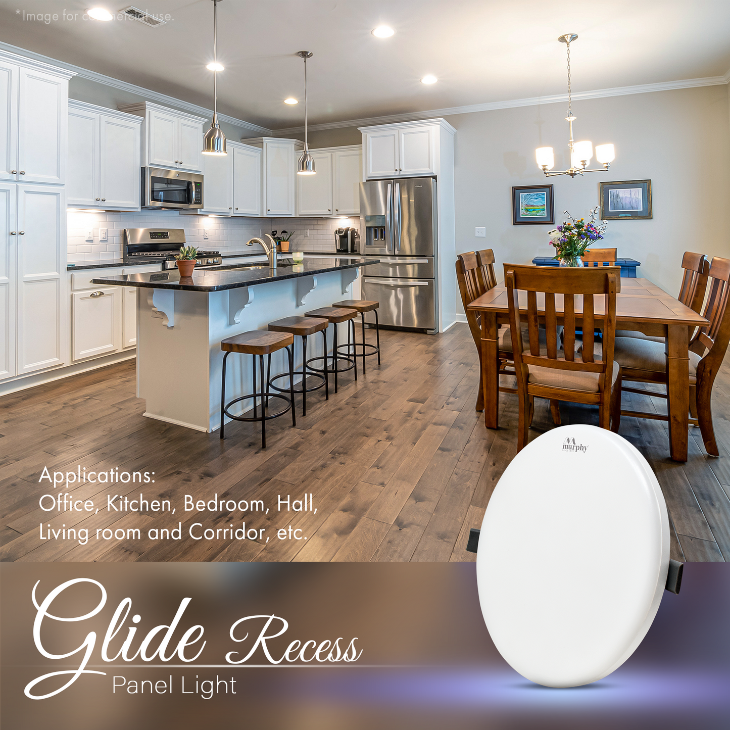 Murphy 22W Glide Round Recess Slider Panel Light