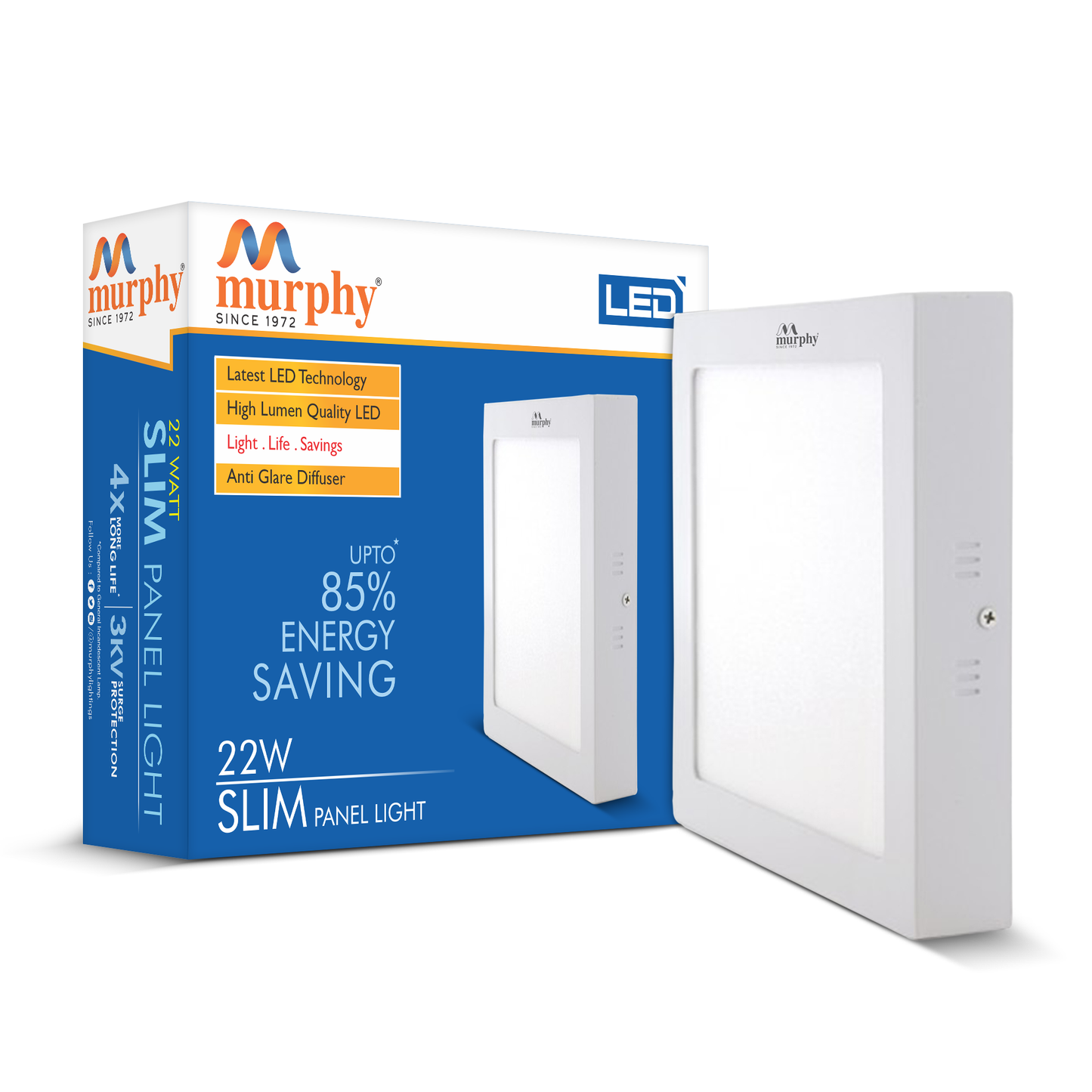 Murphy 22W Slim Square Surface Panel Light
