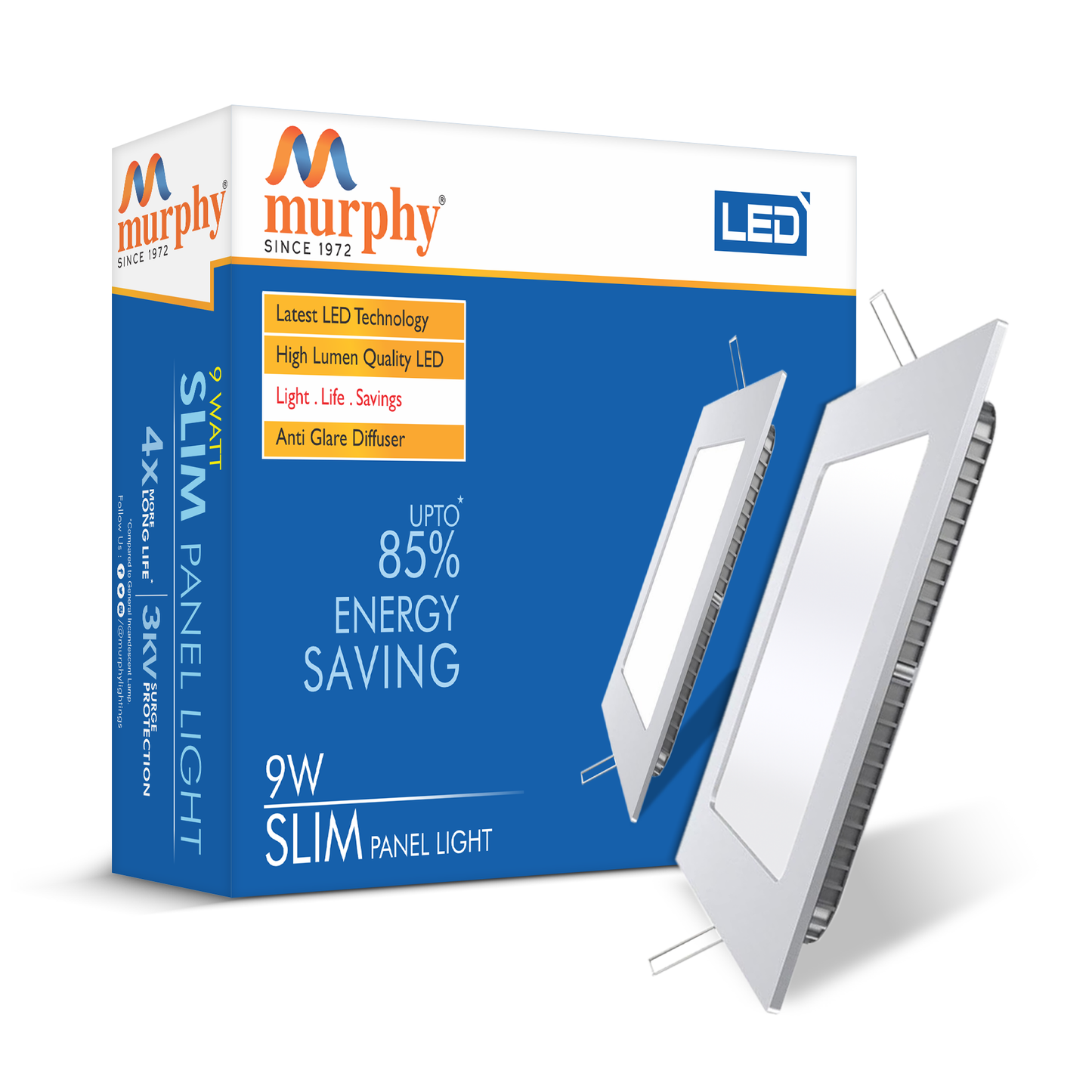 Murphy 9W Slim Square Recess Panel Light